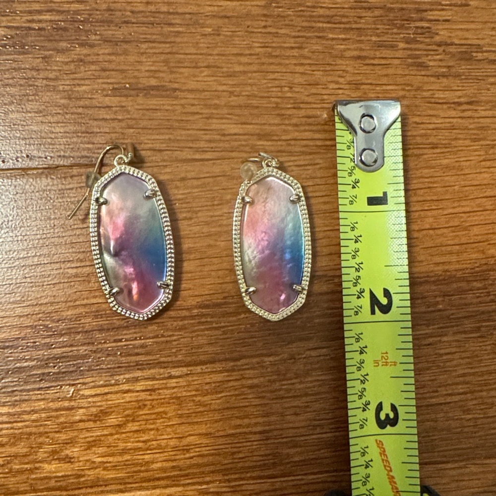Kendra Scott Gold Elle Rainbow Watercolor Earrings - Picture 2 of 2